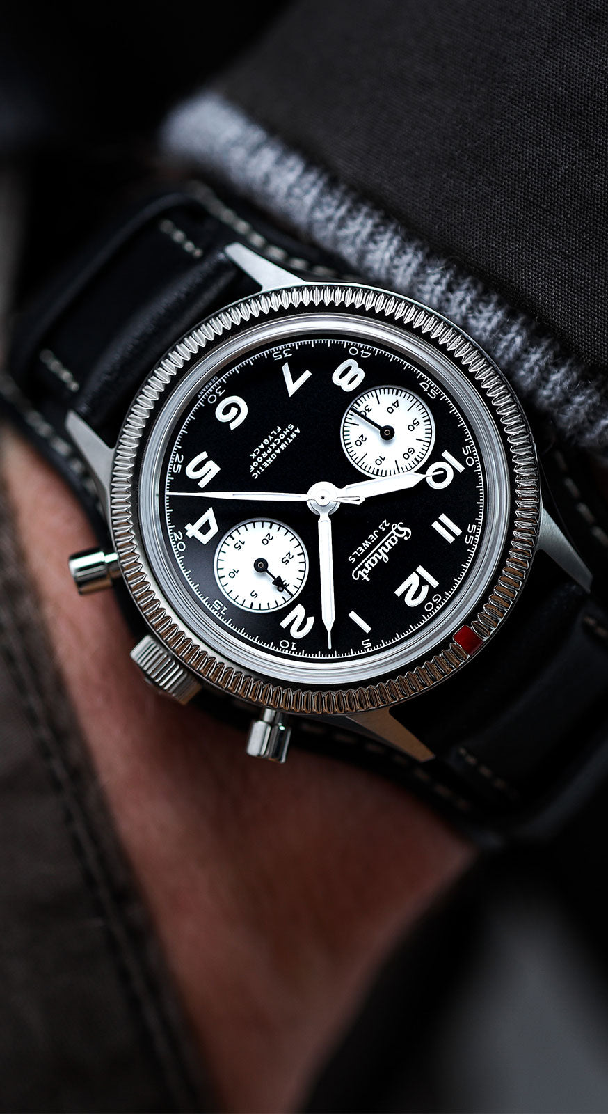 Hanhart 417 ES 1954 Flyback Reverse Panda, 39 mm