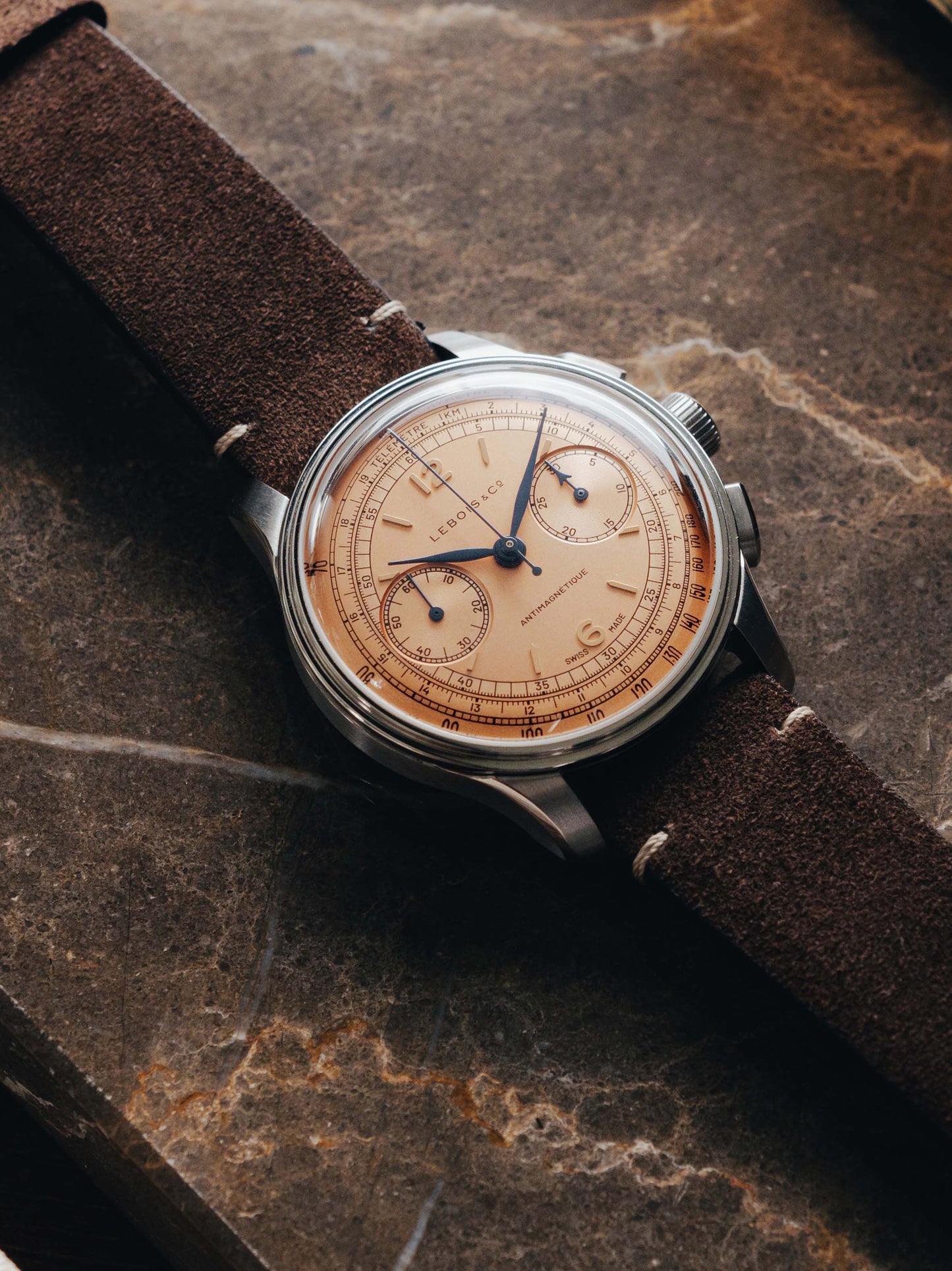 Lebois & Co. Heritage Chronograph Hickory Brown Suede