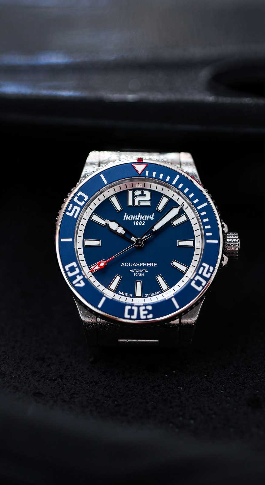 Hanhart Aquasphere FreeFall Blue, 42mm (steel bracelet )